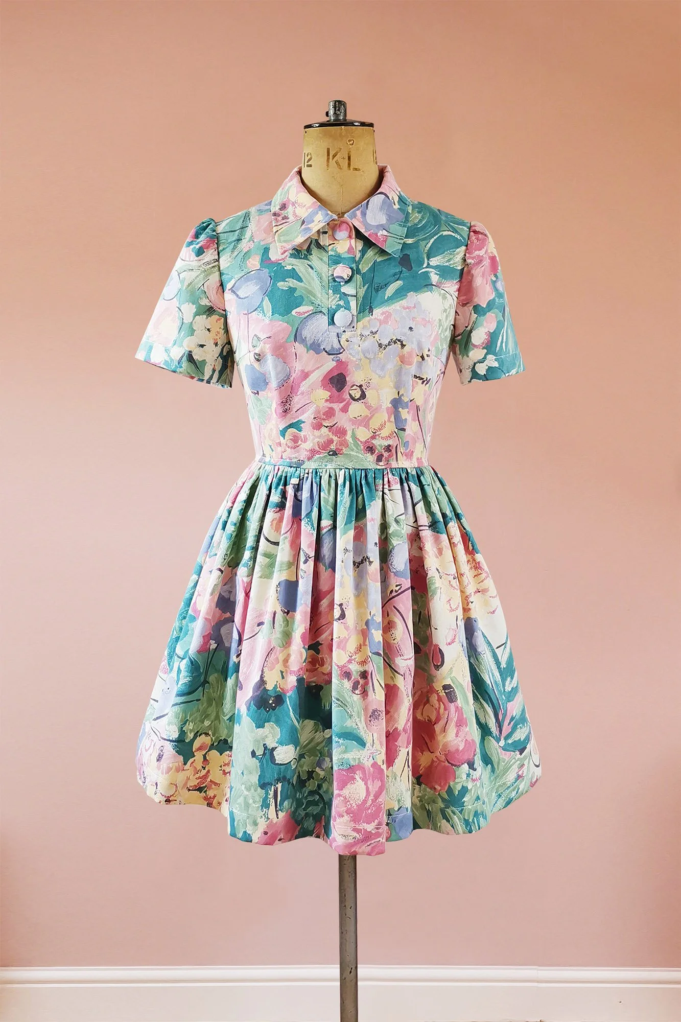 Sustainably Made Abstract Retro Floral Print Mini Dress